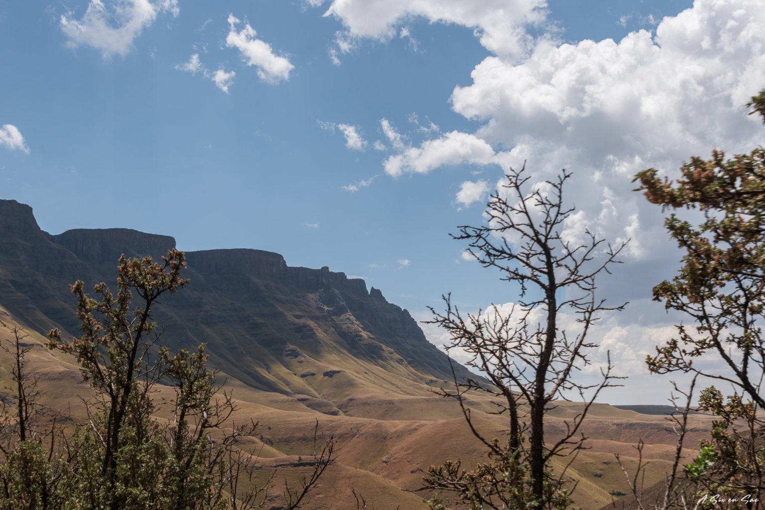 escarpement des montagnes du Drakensberg avant de passer le col du Sani Pass pour accéder au Lesotho