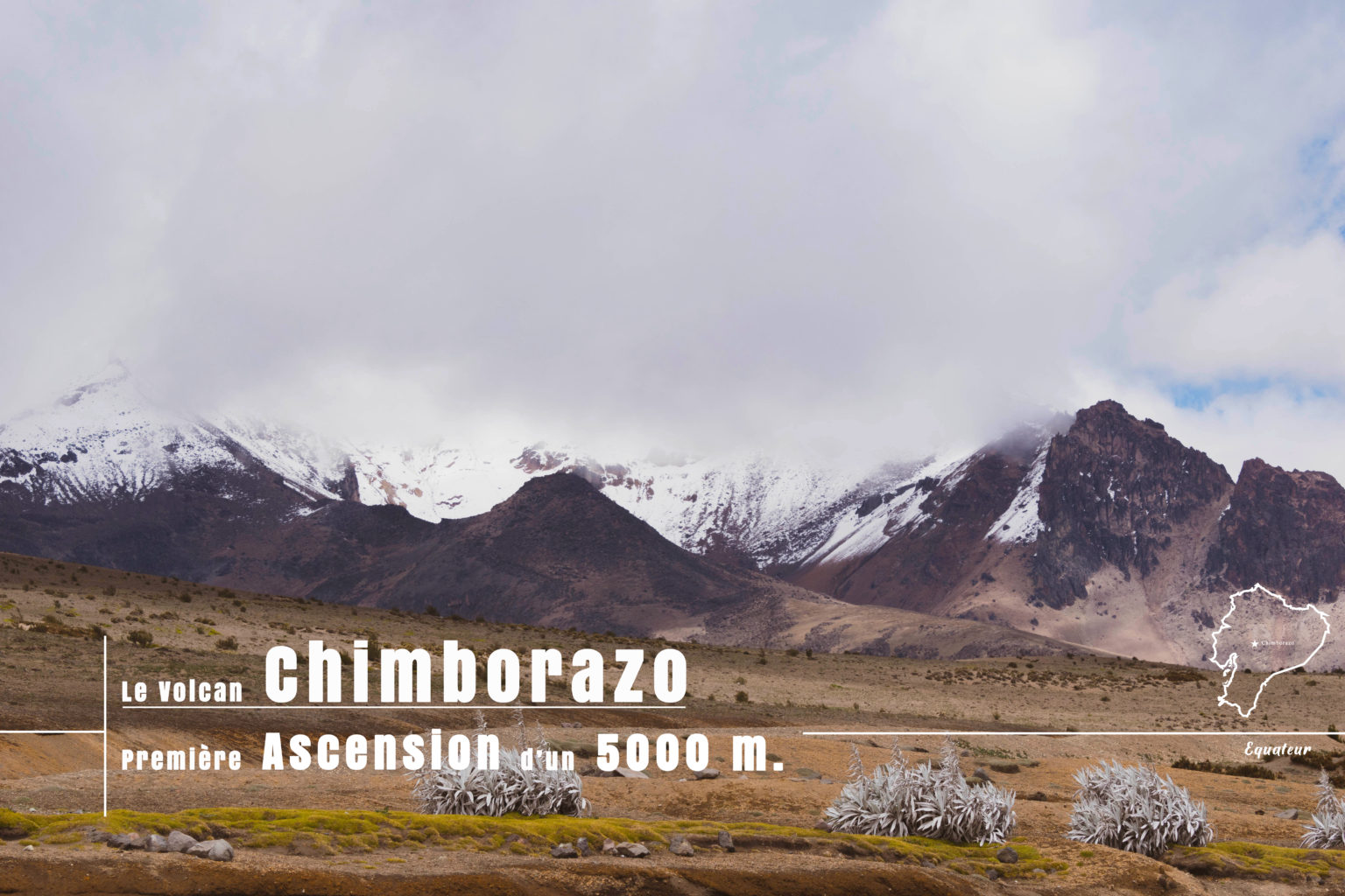 le volcan Chimborazo ( sous la brume ) en Equateur