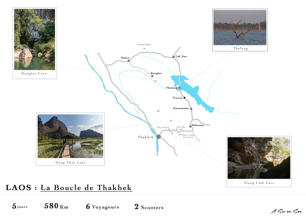 carte detaillée de la boucle de Thakhek au Laos